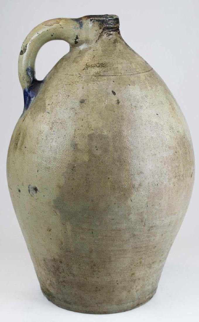 early 19th c 3 gal ovoid stoneware jug w/ splash of (1 of 9)