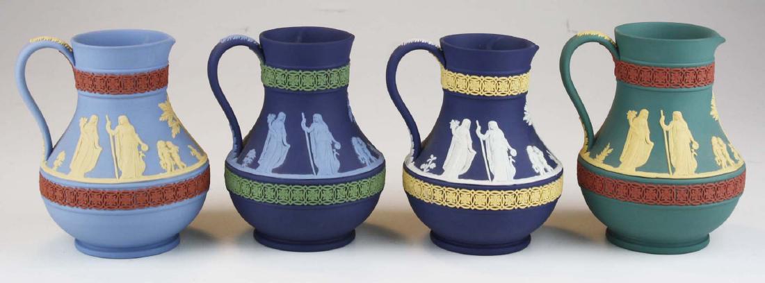4 Wedgwood tri-color  Jasperware Etruscan pottery jugs (1 of 10)