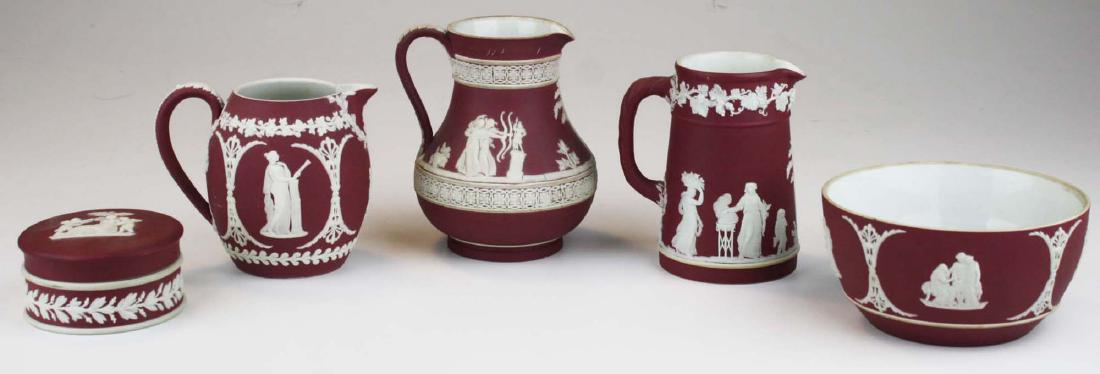 5 pcs scarce Wedgwood crimson dip Jasperware incl. 3 (1 of 8)