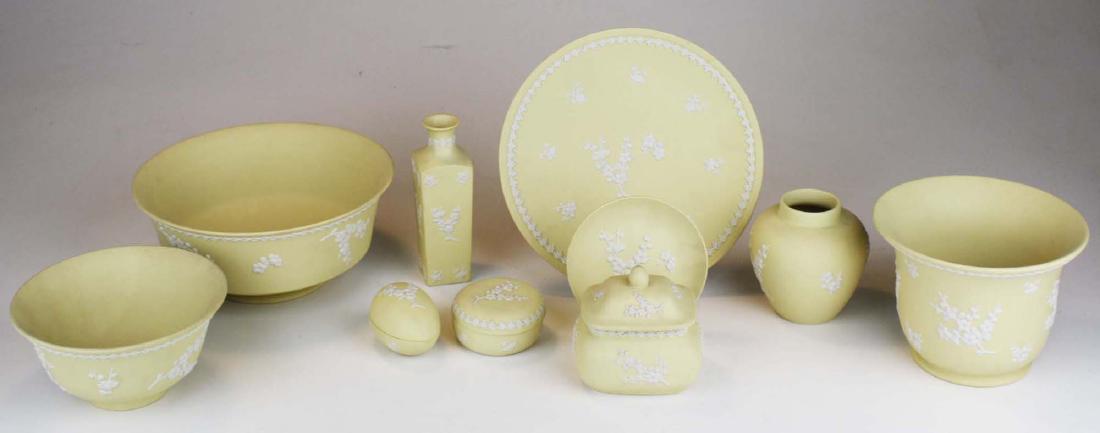 10 pcs Wedgwood primrose yellow Jasperware with Prunus (1 of 7)