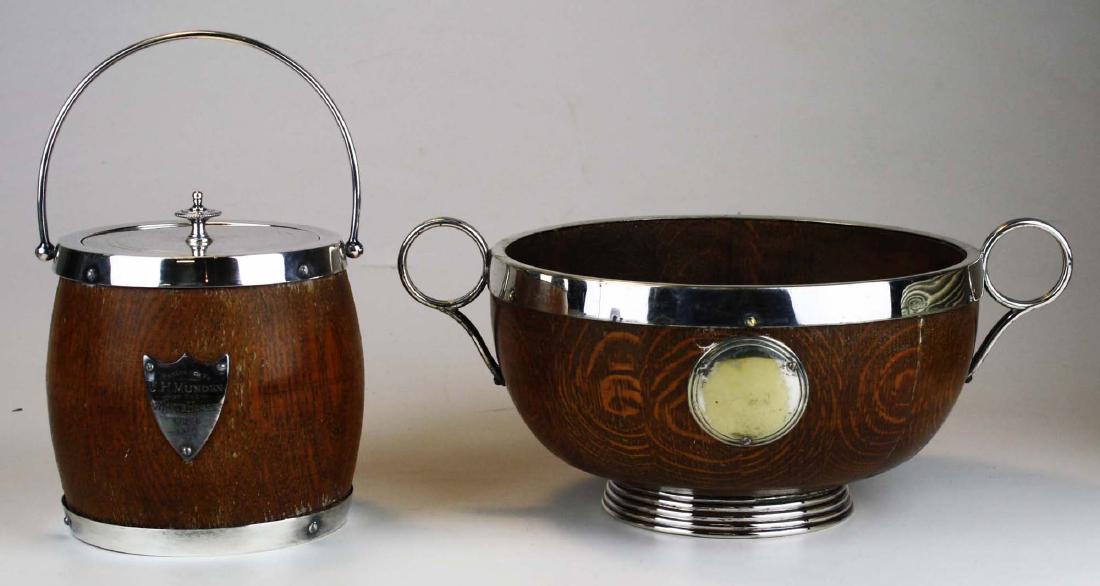 Oak barrel form porcelain lined humidor with silver (1 of 4)