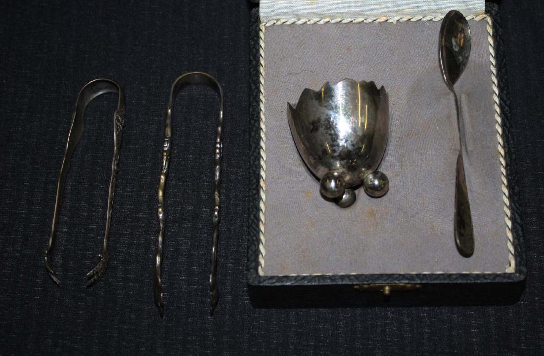 early- mid 20th c sterling silver tongs, .800 egg cup (1 of 2)