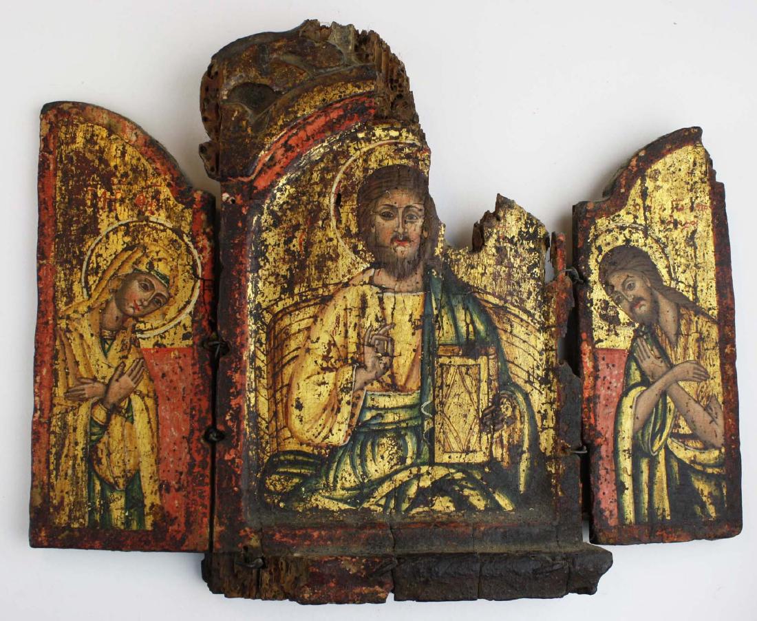 18th c Greek Orthodox tryptych icon (1 of 7)