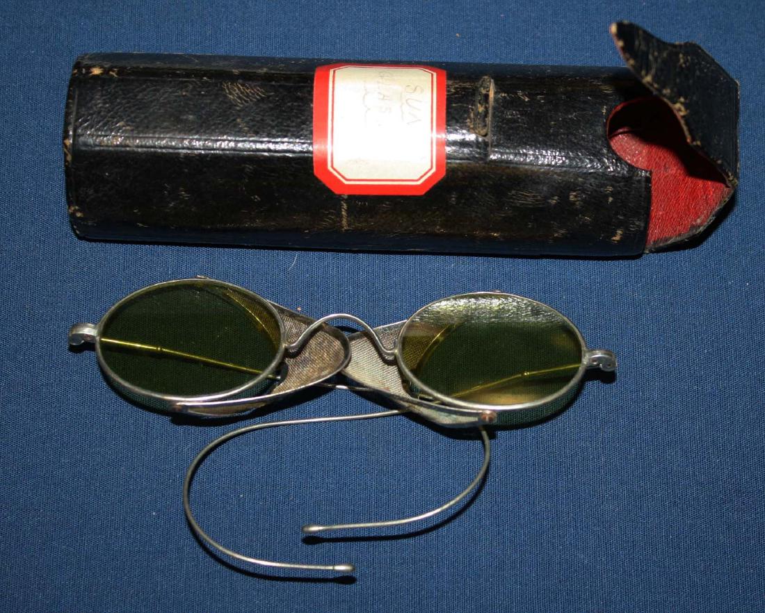 early 20th c tinted driving glasses with case (1 of 2)