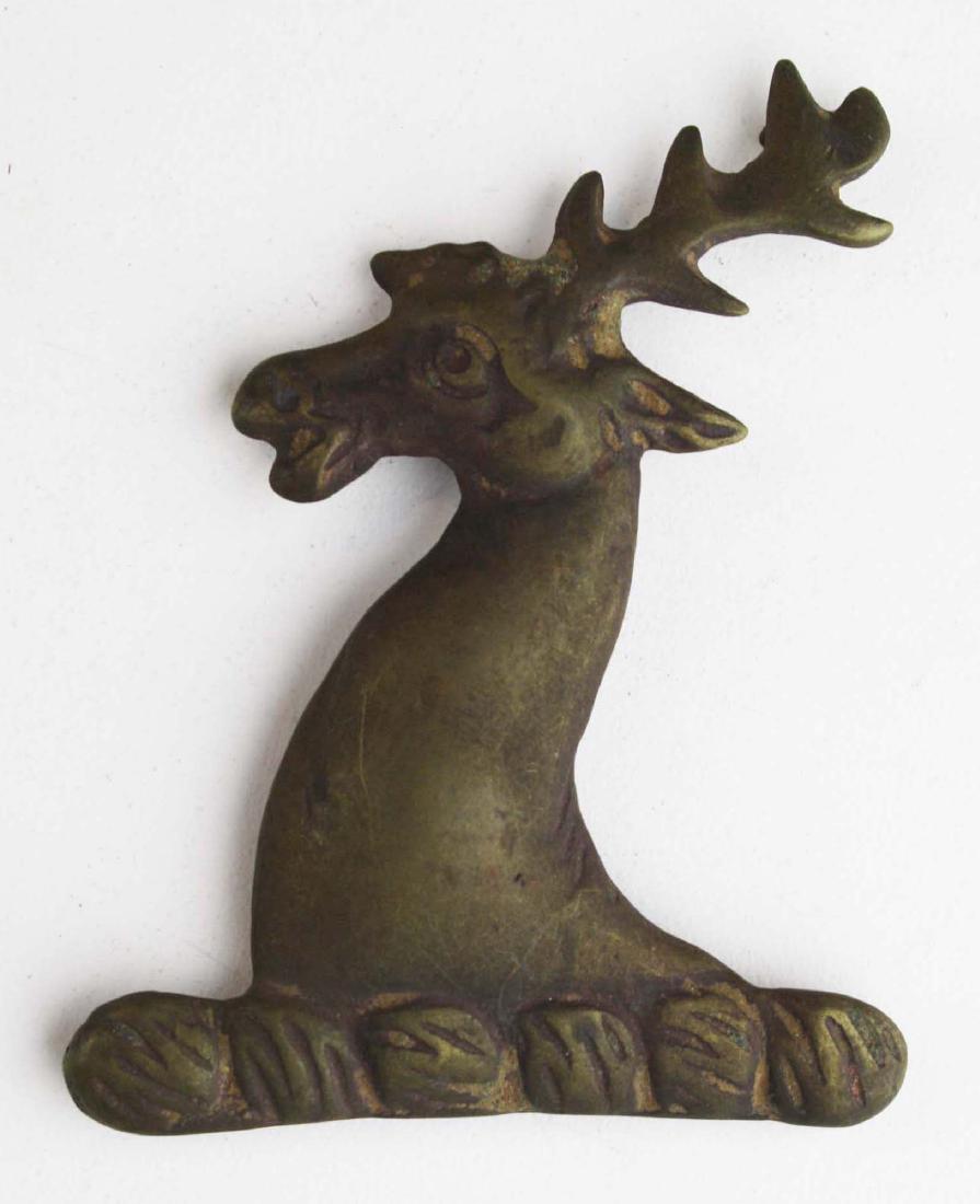 Model 1842 VT Cartridge box insignia: Brass plate for a model 1842 cartridge box issued to 1st Vermont infantry at beginning of the war. This was excavated in 1990 at the site of the 1st VT's encampment near Newport News VA. Also with the