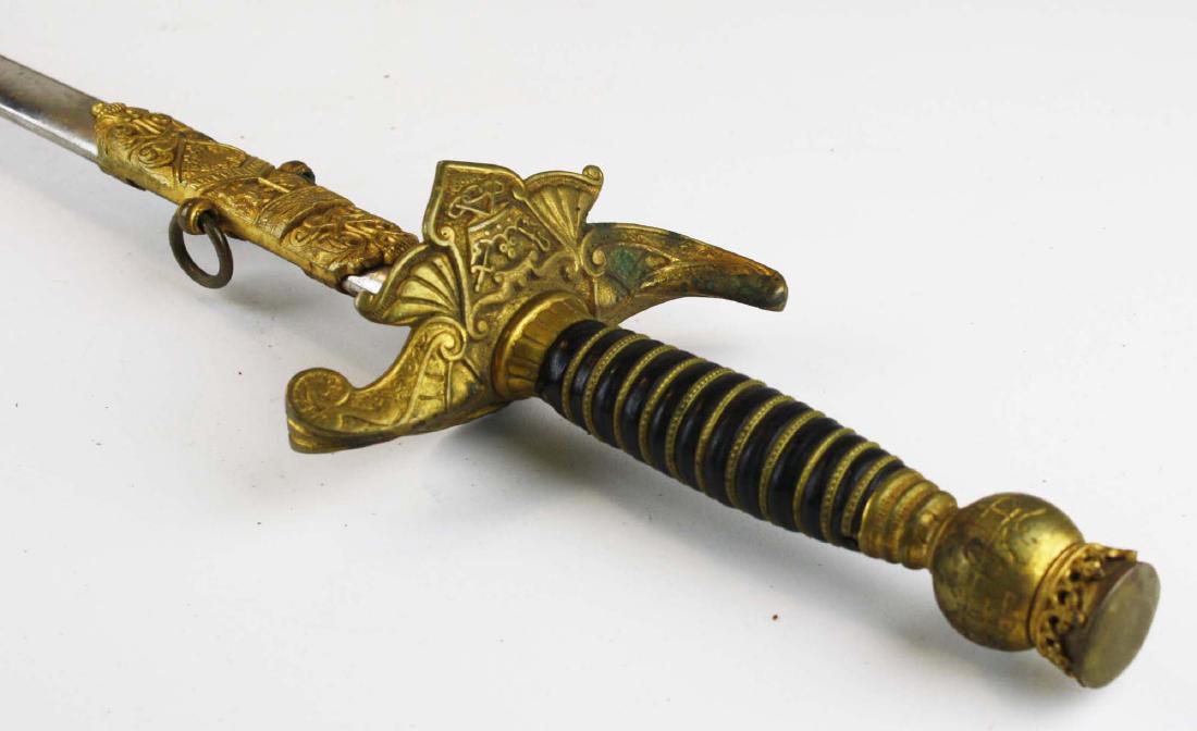 Odd Fellows dress sword w/ scabbard: Odd Fellows dress sword w/ scabbard, engraved Walter Wood, Patriarchs Militant IOOf, Pettibone, leather case