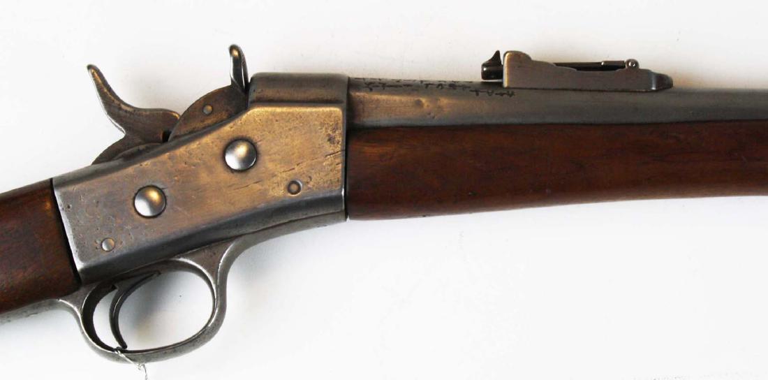 Remington Rolling Block musket: Remington Rolling Block musket, .45 cal., punched marks on barrel , gray steel surface, 3 bands, 35" barrel,