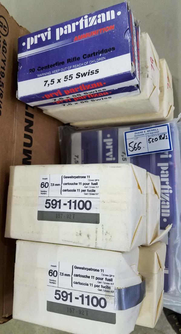 520 rounds of 7.5 x55mm Swiss Mauser ammo: 520 7.5 x 55mm Swiss Mauser ammo