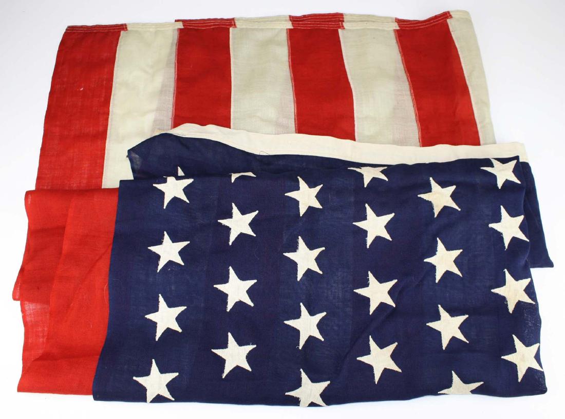 vintage 1896 US 45 star flag: vintage US 45 star flag, hand stitched stars, few small holes, 46" x 68"