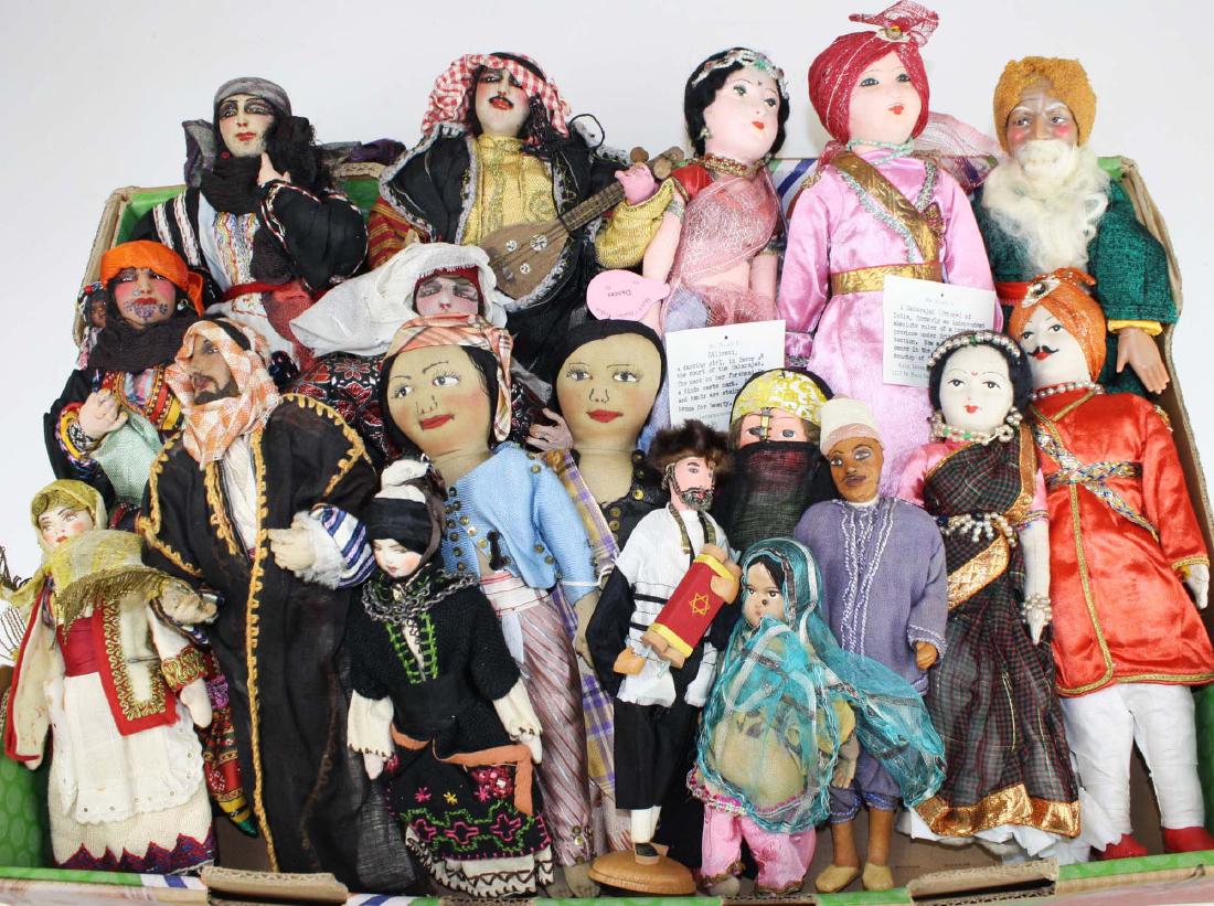 mid 20th c costume dolls- Middle Eastern: misc. 20th c costume dolls- Middle Eastern, ht 7" to 14"