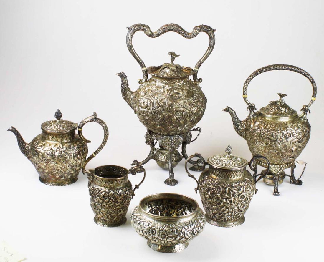Kirk repousse coin silver 6 pc tea set (1 of 7)