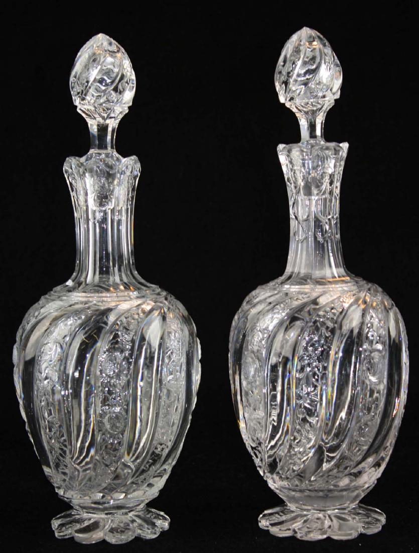 Pair of intaglio swirl cut glass decanters (1 of 10)