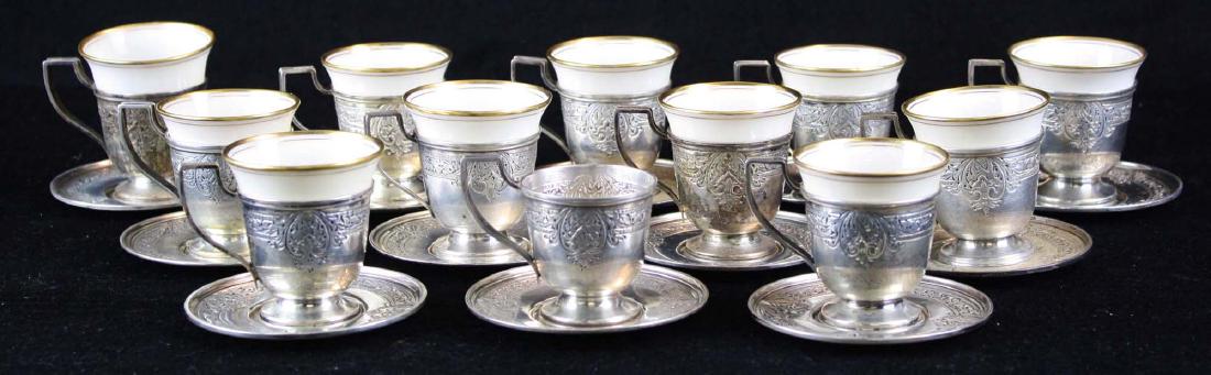 12 sterling demitasse cups and saucers (1 of 4)