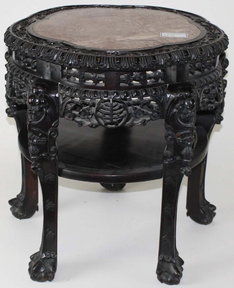Ornate Chinese Marble top stand ca. 1890 (1 of 2)