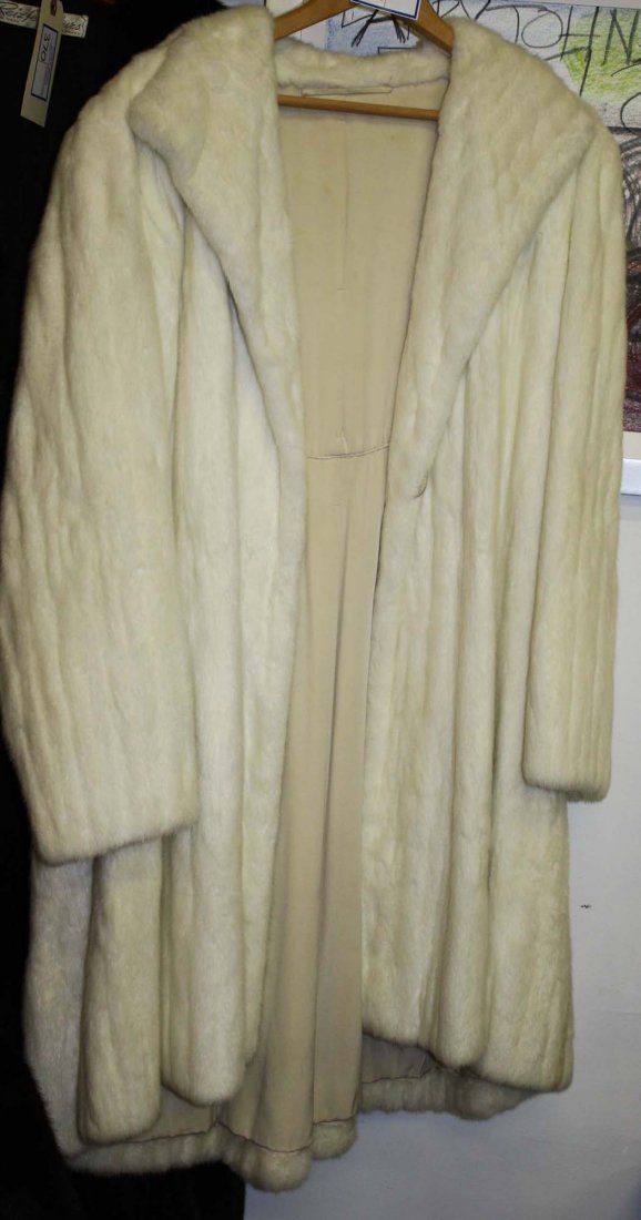 mid 20th c white mink 3/4 length fur coat (1 of 1)