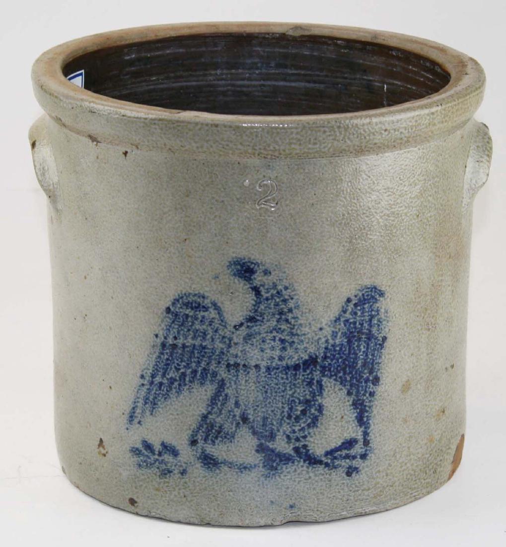 2 gallon stoneware crock w/ stenciled eagle (1 of 6)