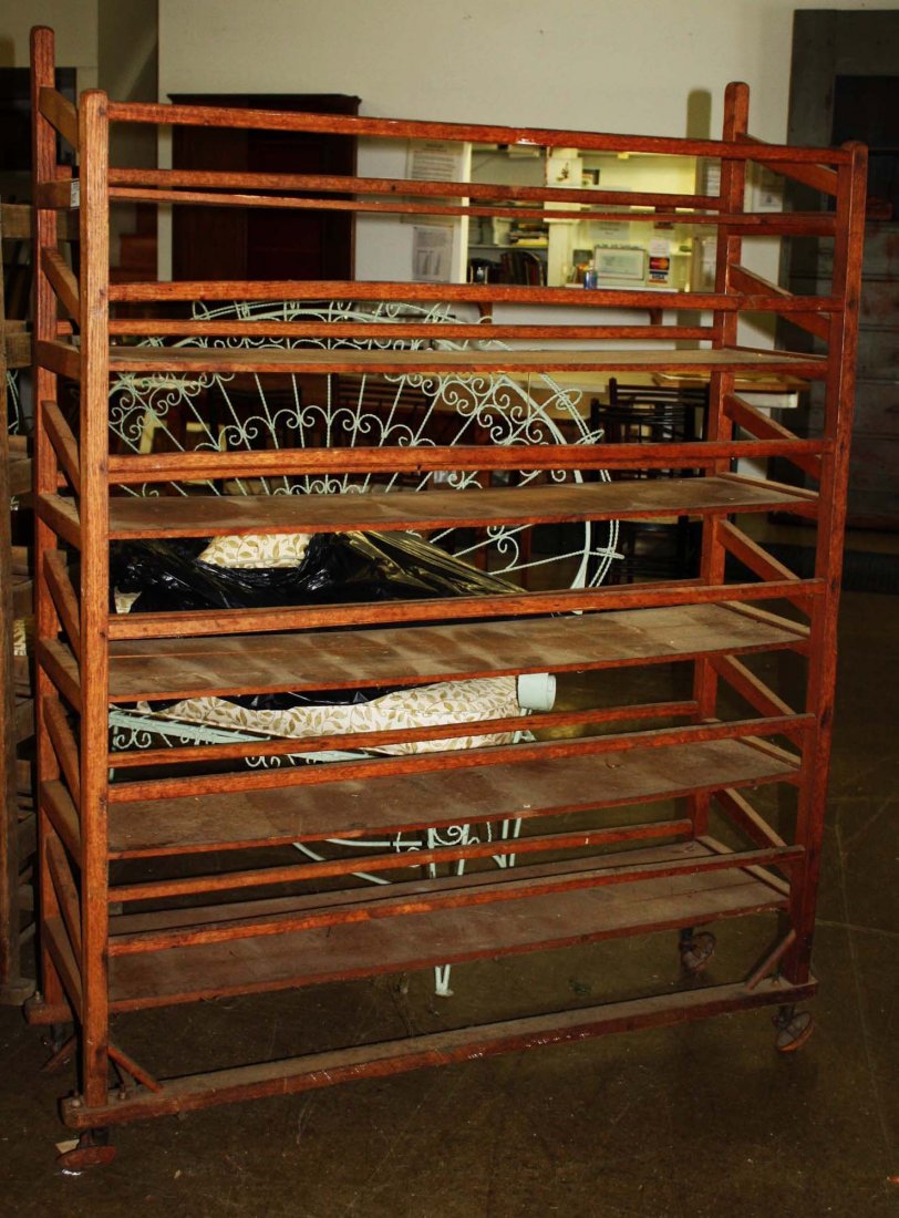 20th C baker's rack: Early 20th c baker's rack. 64"h x 49"w x 15"d.