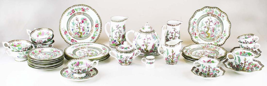 37 pcs Coalport Indian Tree dinnerware: 37 pcs Coalport Indian Tree dinnerware including cups and saucers, miniature mug, tea set, side dishes