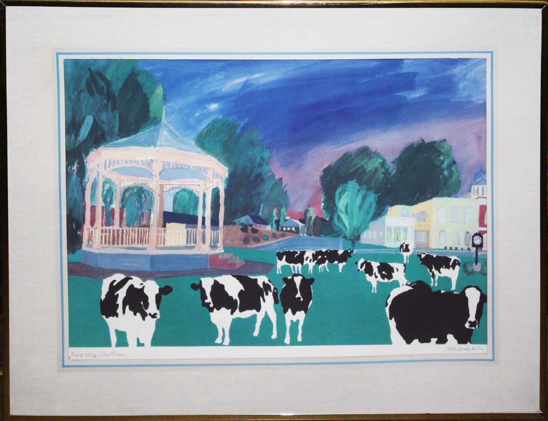 Woody Jackson (VT 20th C): Woody Jackson (Vermont 20th c) Down Home Chatham - mechanical print