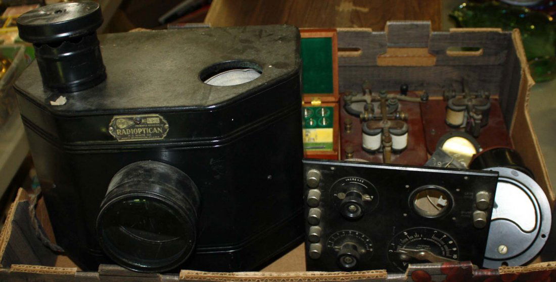 lot including telegraph keys and magic lantern (1 of 2)