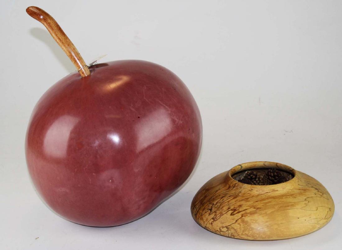 Spalted maple bowl and Giant Carved Cherry (1 of 2)