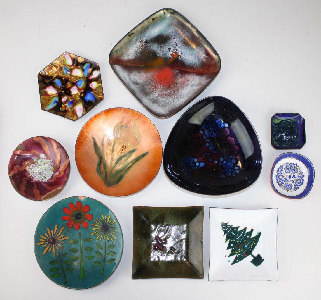 10 Mid-century enameled copper trays (1 of 2)