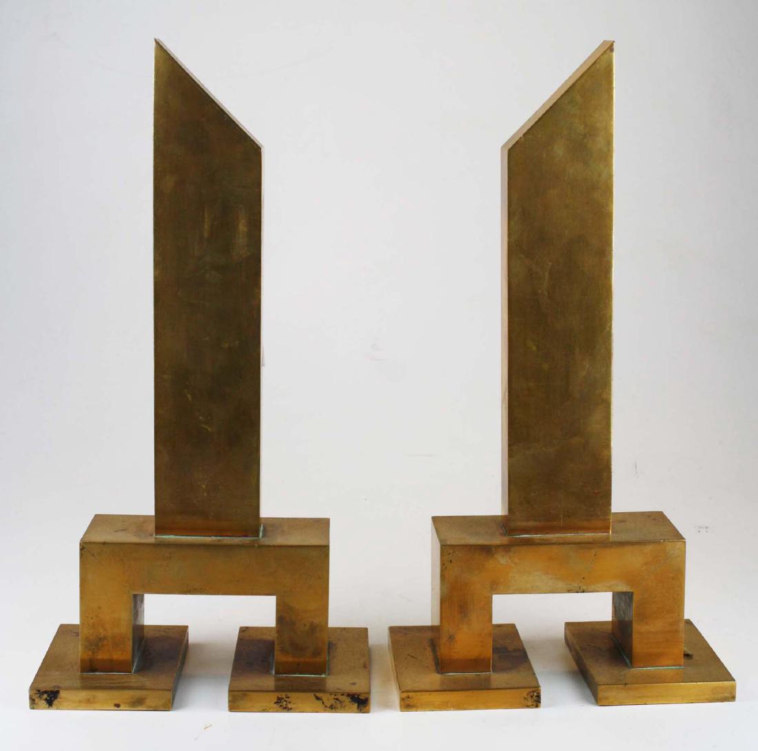 pr of mid-century brass andiron fronts (1 of 1)