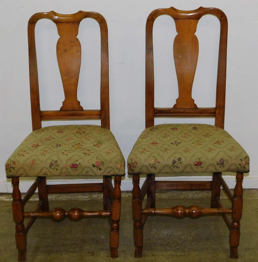 Pair of 18th c Queen Anne Spanish foot chairs Sep 01, 2017 Merrill