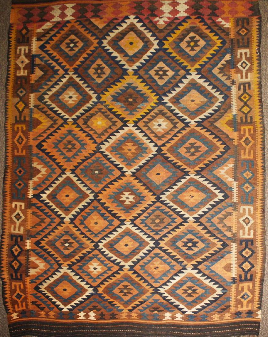 late 19th c Persian tribal all wool Kilim main carpet (1 of 3)