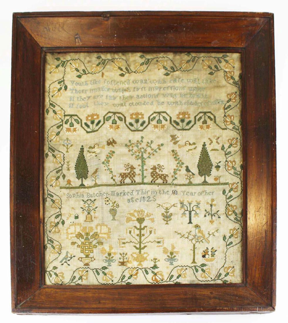 1825 Sophia Butcher aged 10 schoolgirl sampler (1 of 8)