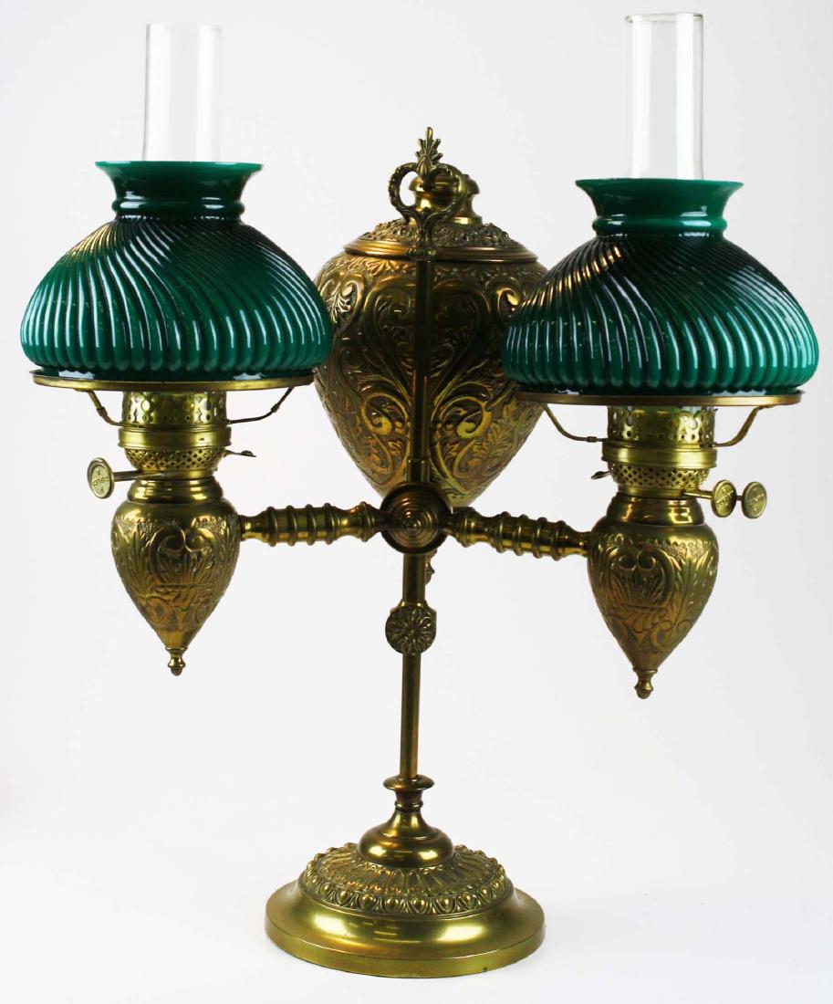 19th c brass student lamp w/ emeralite type shades (1 of 6)