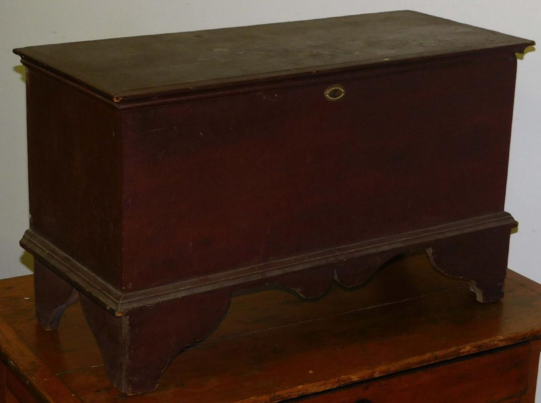 18th c Queen Anne red painted blanket chest (1 of 1)
