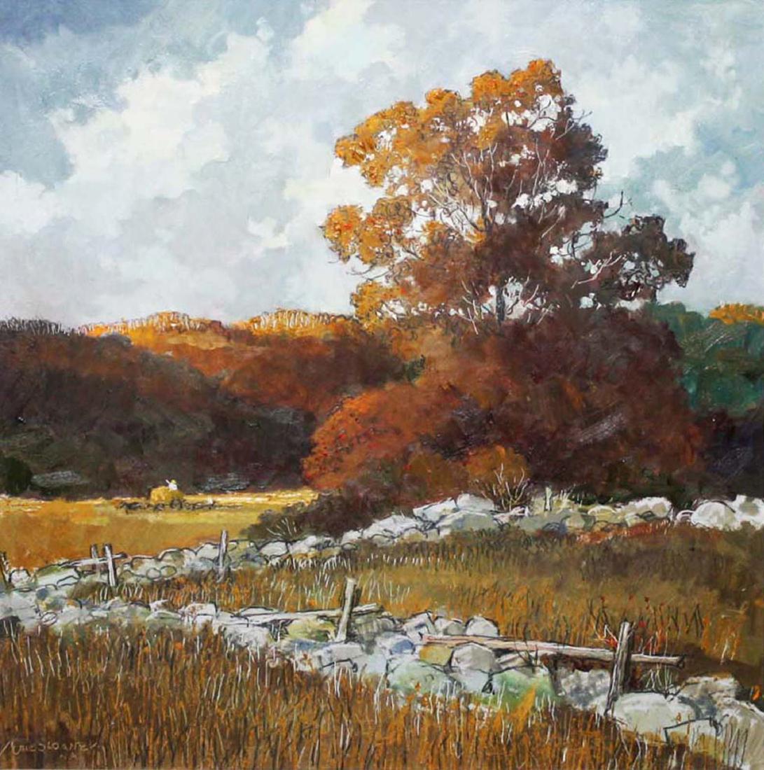 Eric Sloane (American 1905-1985) End of the Season: Eric Sloane (American 1905-1985) End of the Season 17 x 17" signed lower left C 24244-9 titled and signed reverse