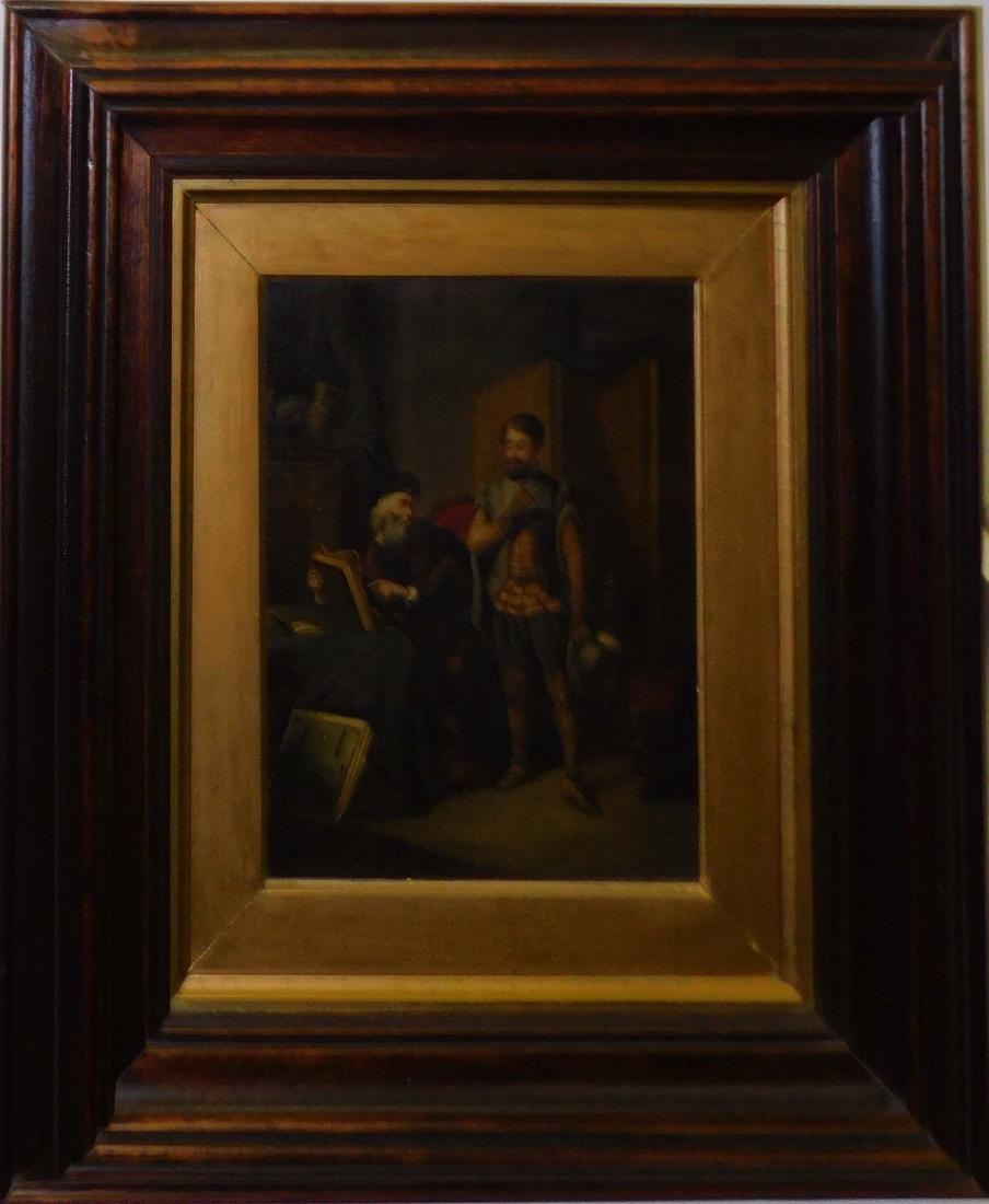 19th c oil on canvas genre scene "The Connoisseur' (1 of 2)