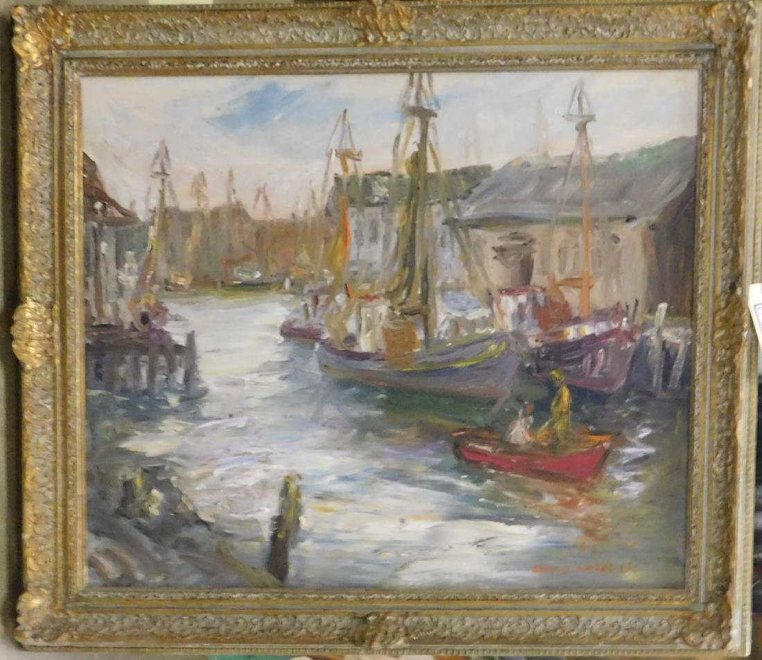 David Pallock (Am 1906-1977) Gloucester Harbor: David Pallock (American 1906-1977) Gloucester Harbor oil on canvas signed and dated 66 lower right 24 x 30"