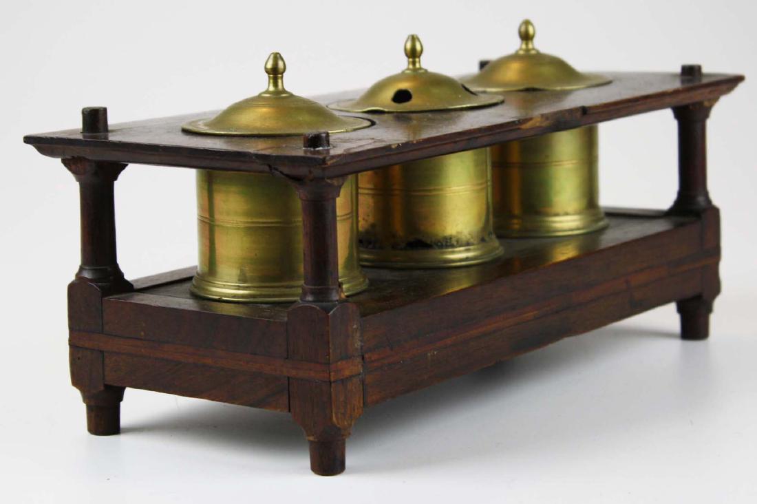early 19th c brass & wood writing stand (1 of 5)