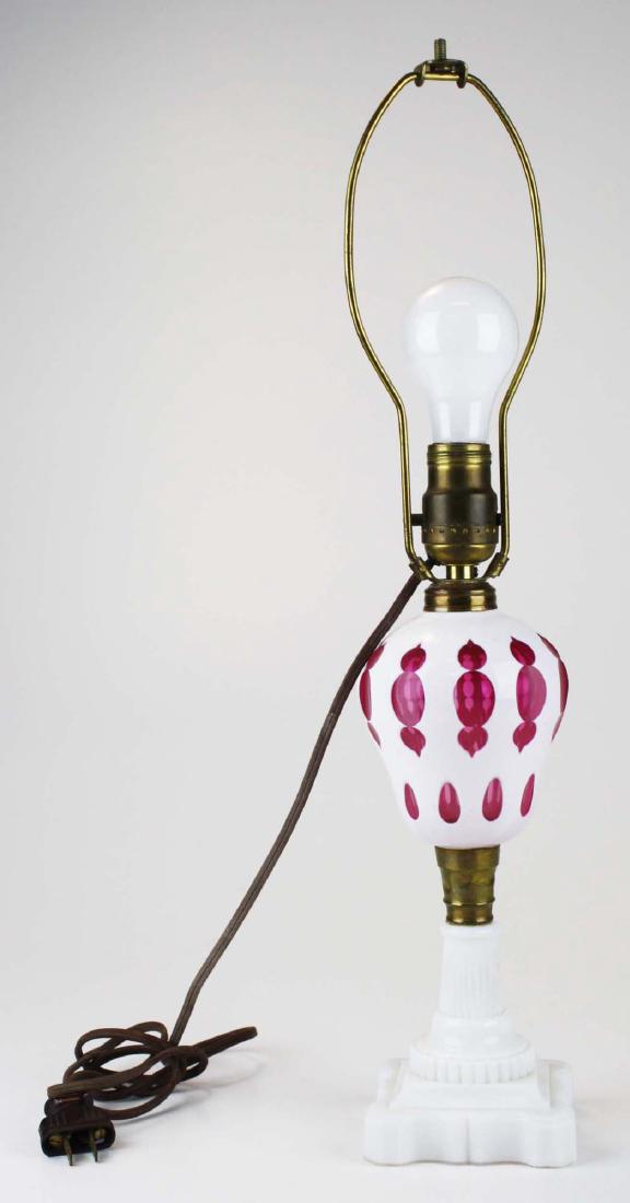 ca 1890 cranberry cameo cut cased glass oil lamp (1 of 3)
