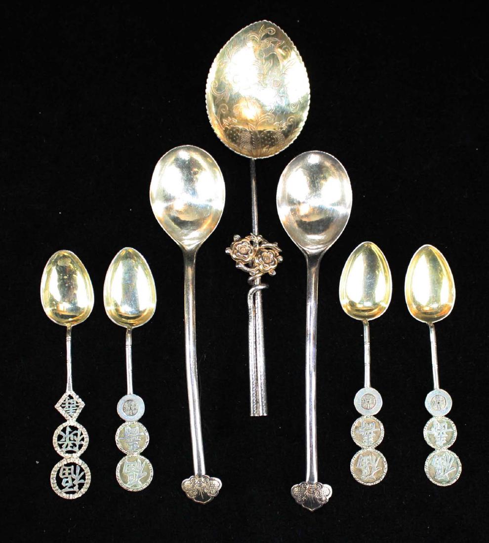 7  Chinese silver spoons including teaspoons (1 of 4)
