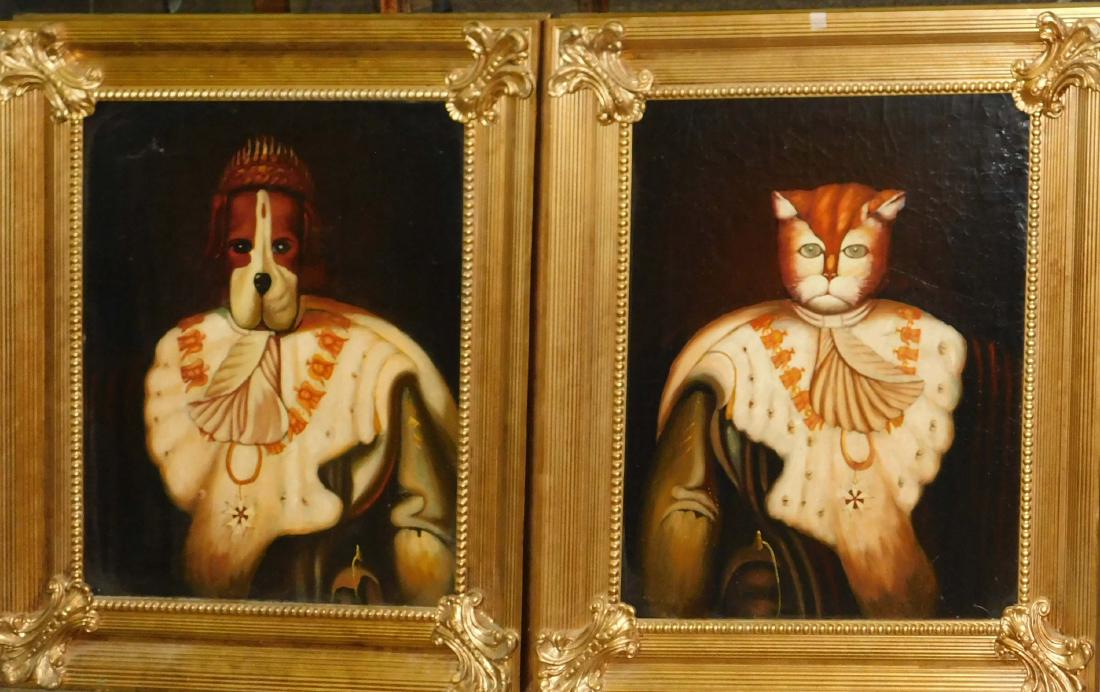 Pair of unusual 20thc Anthropomorphic portraits (1 of 2)