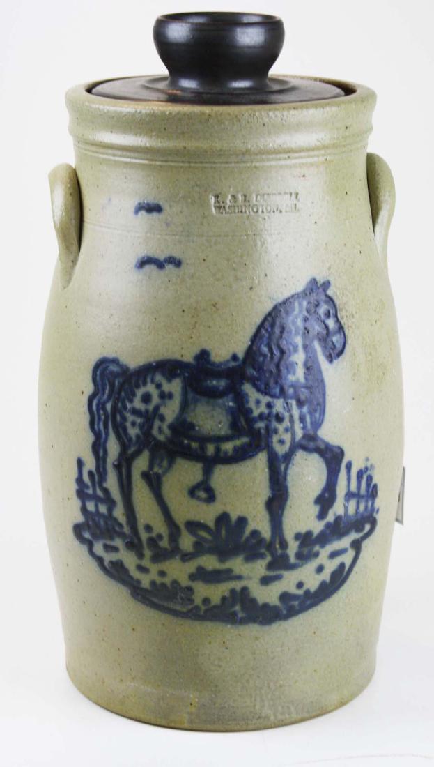 R & B Dieboll horse decorated stoneware churn (1 of 8)