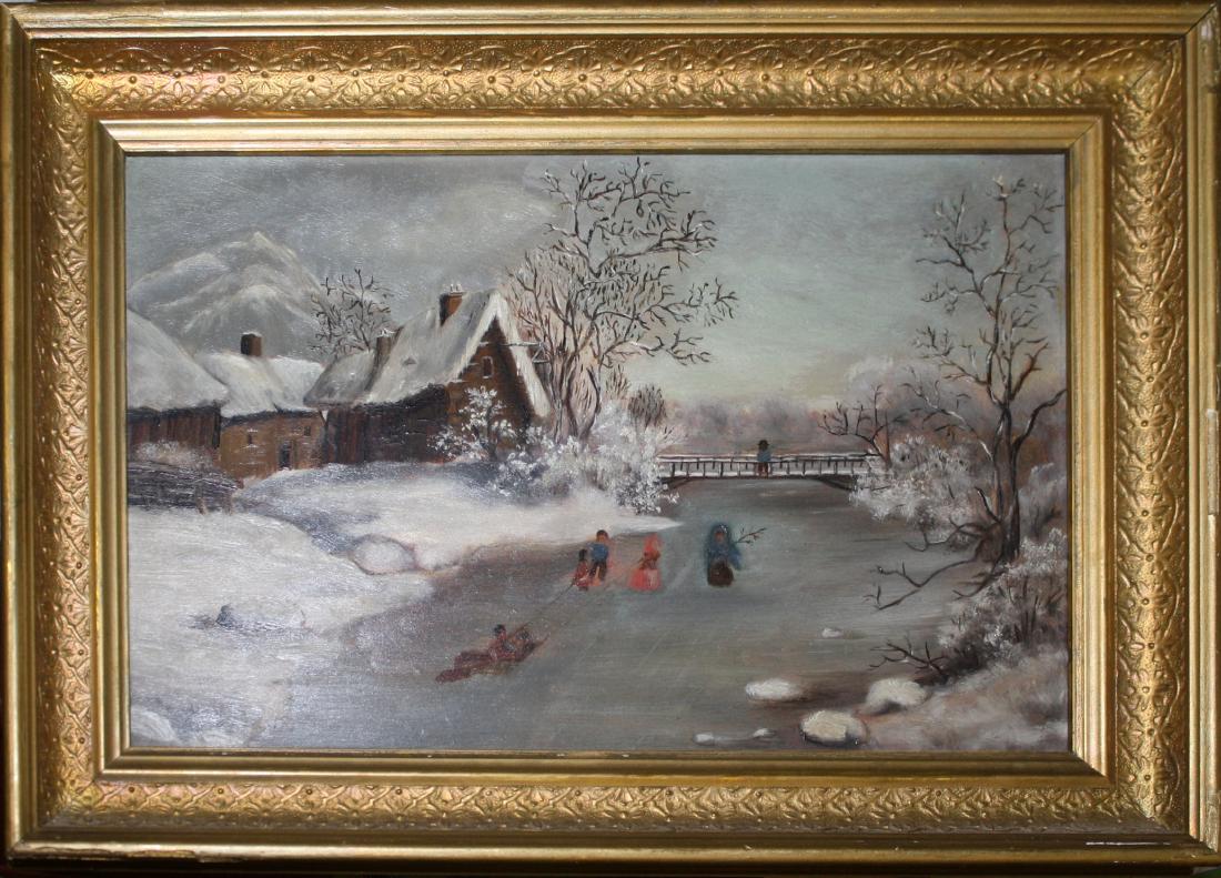 19th c Continental oil on board (1 of 1)