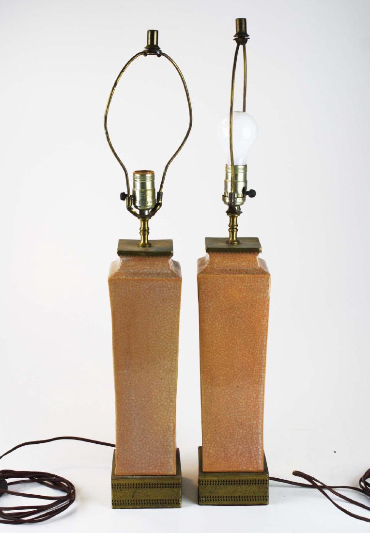 Pair Art Deco Chinese crack finished table lamps. (1 of 3)