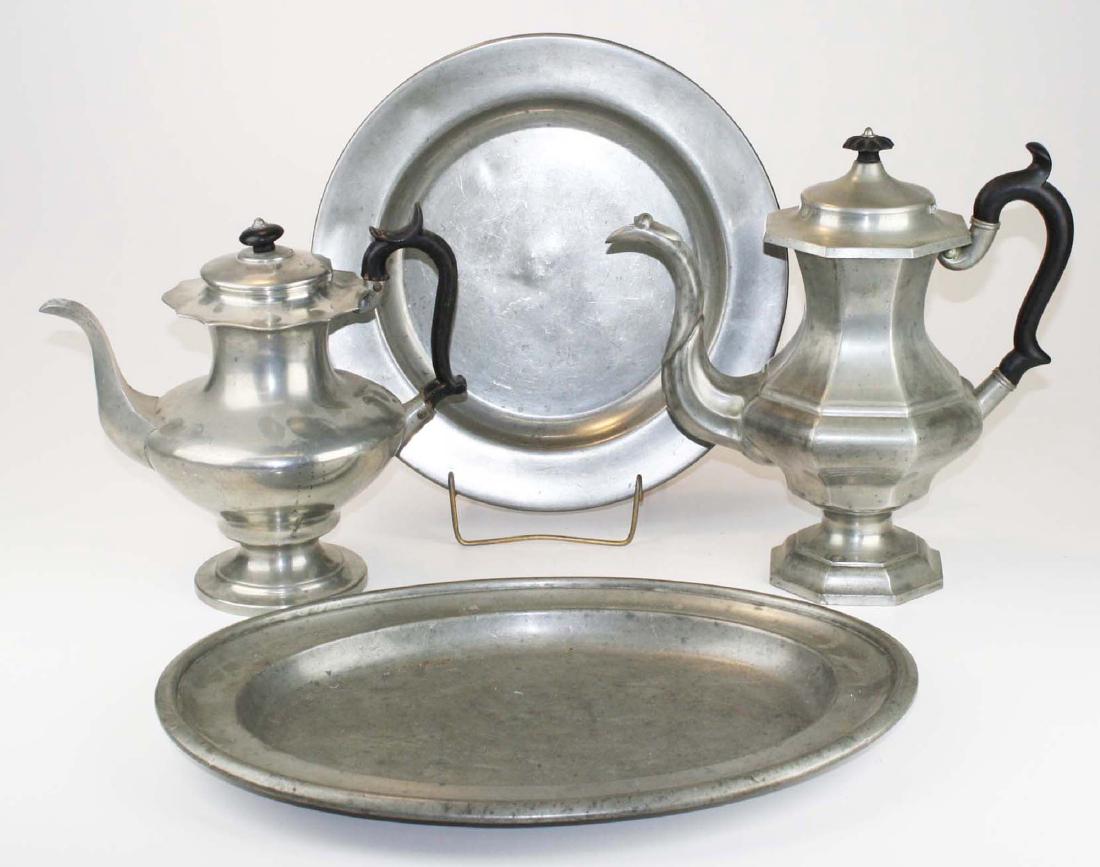 pewter & Britannia coffee pots, trays (1 of 3)