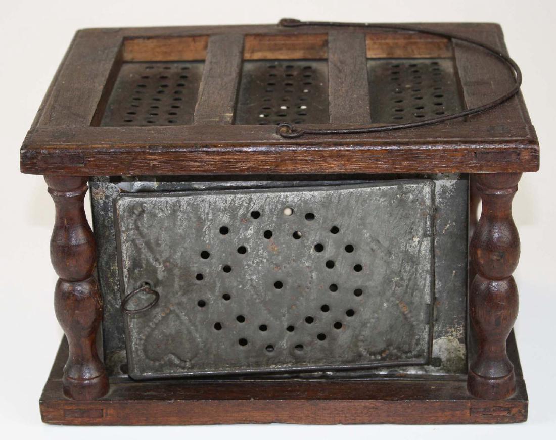early 19th c pierced tin footwarmer w/ hearts (1 of 4)