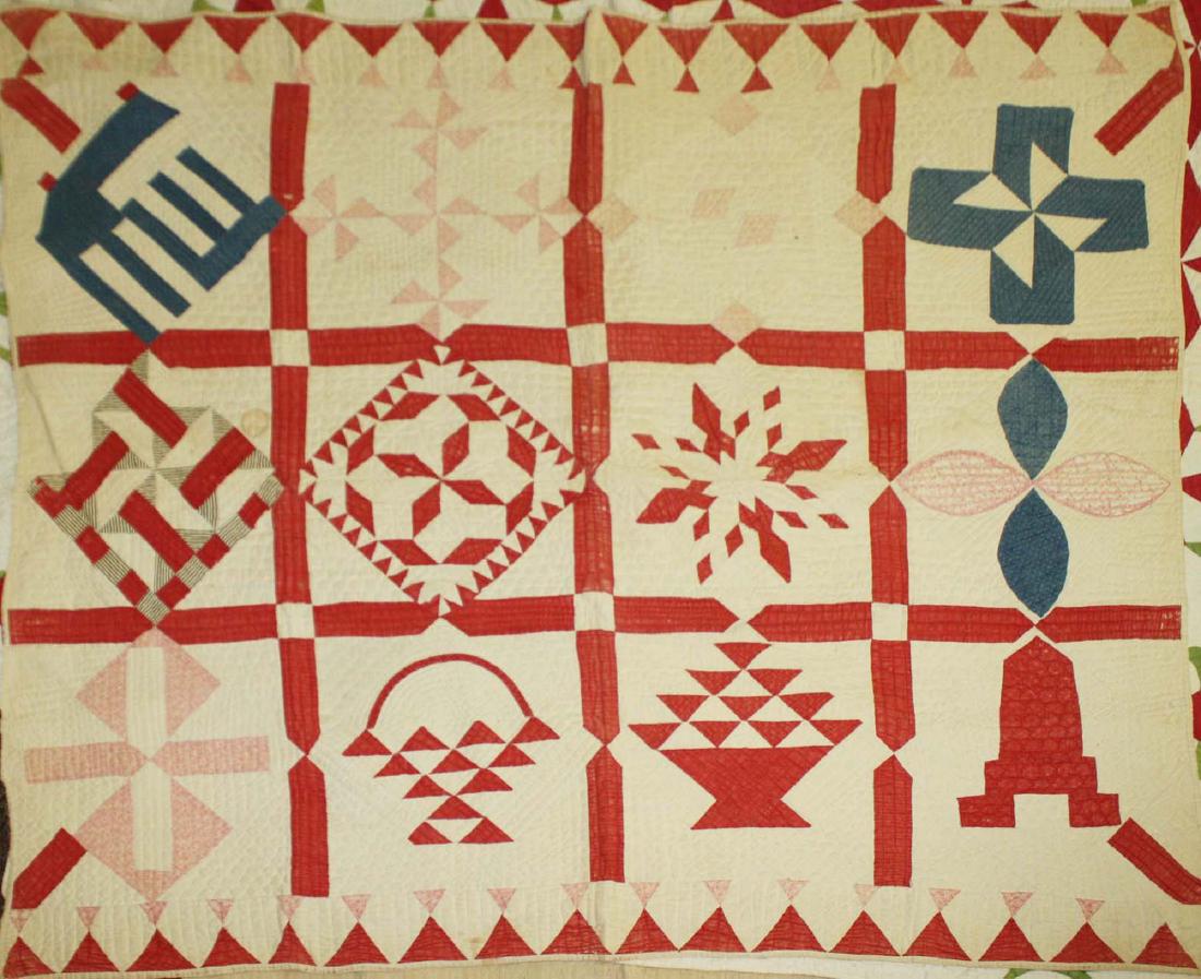 late 19th c pieced multi-pattern patchwork quilt (1 of 9)