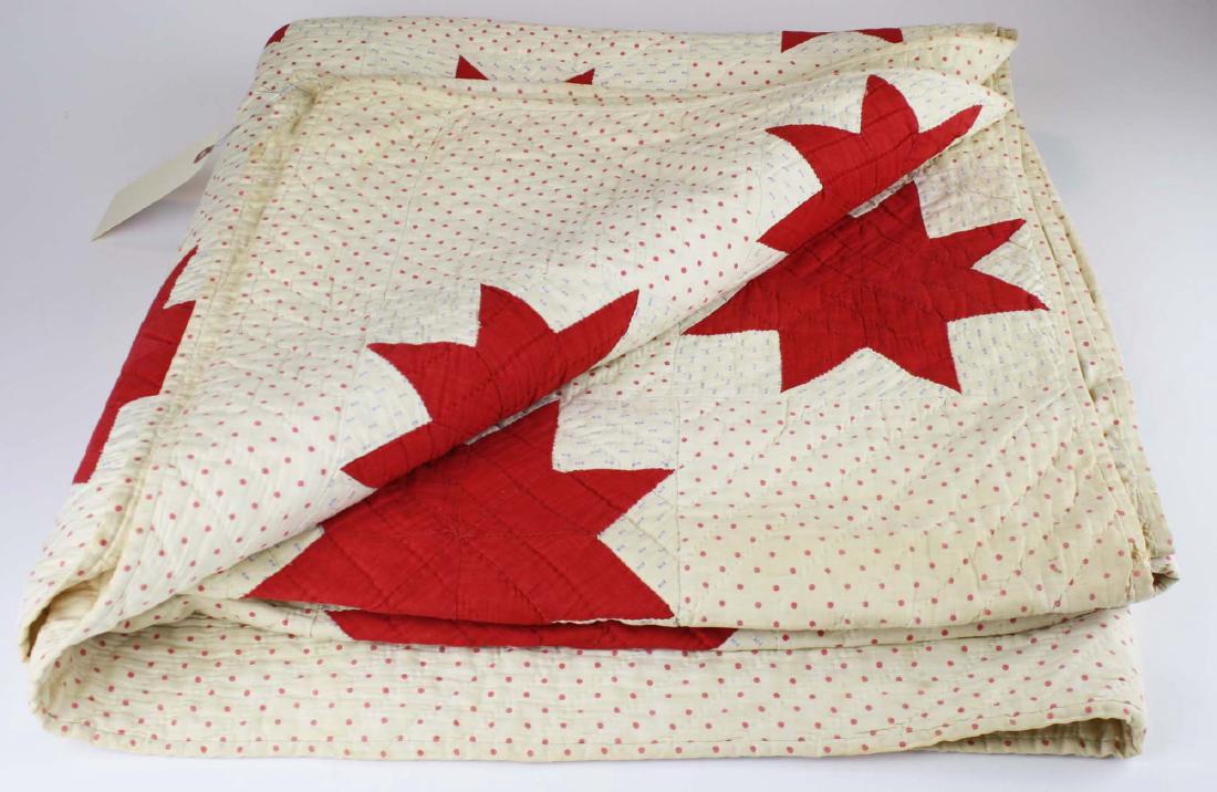 early 20th c red & white star pieced quilt (1 of 10)
