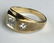 14 k y g and diamond three stone men's ring - 2