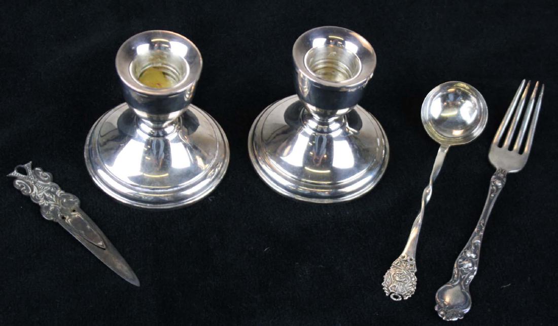 pr of weighted sterling silver  candlesticks (1 of 3)