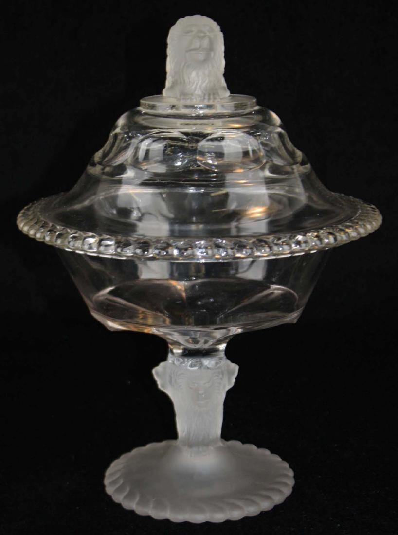 EAPG Gillinder and Sons frosted lion compote (1 of 5)