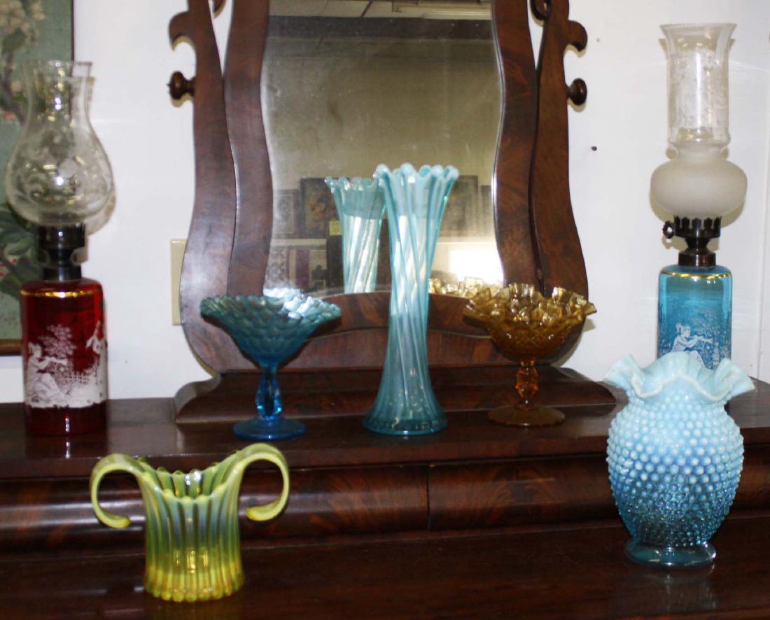 7 pcs colored art glass including hobnail (1 of 6)